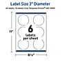 Avery Laser/Inkjet Circle Multipurpose Labels, 3" Dia., White, 60/Pack (S00-DMR)~#|#~AFA87FF9-781C-4B6F-9196C42D629B5DCA_sc7