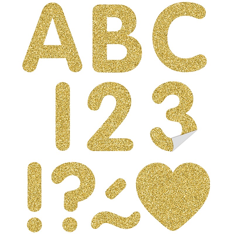 Teacher Created Resources 2" Self-Adhesive Letters and Numbers, Gold Glitz, 276/Pack (TCR9648) image 1