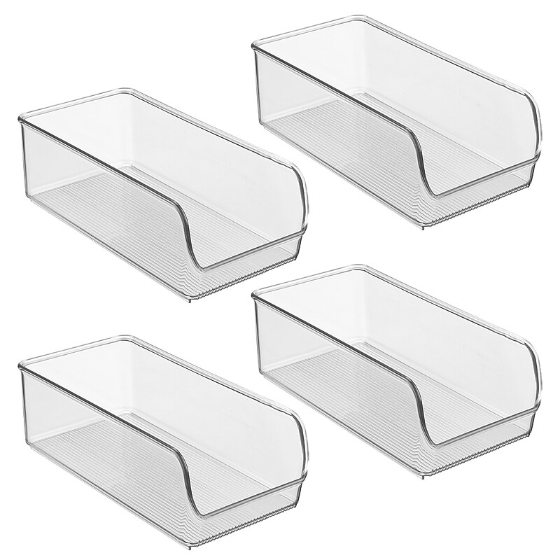 iDESIGN Small Stackable Plastic Storage Bin, Clear, 4/Pack (28346M4) image 1