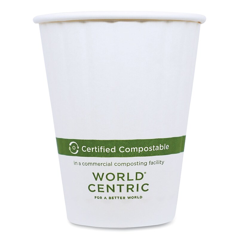 World Centric Compostable Paper Hot Cups, 8 oz., White, 1000/Carton (CU-PA-8D) image 1