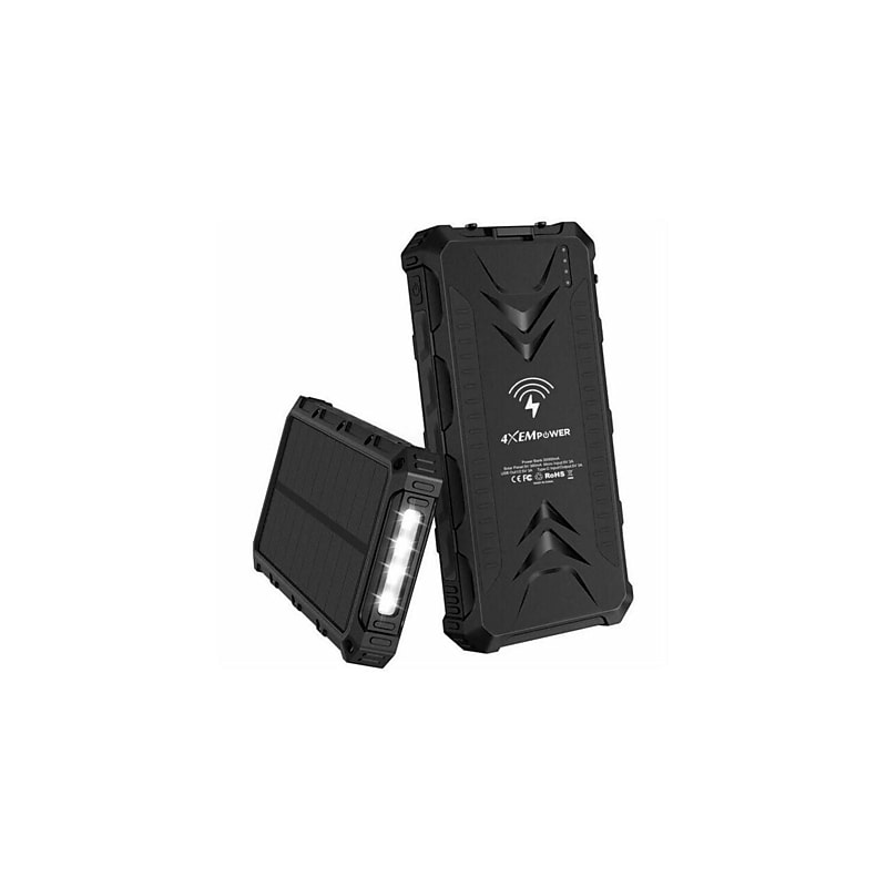 4XEM USB Wireless Charger for Most Smartphones, 20000mAh, Black (4XSOLARPWRBK) image 1
