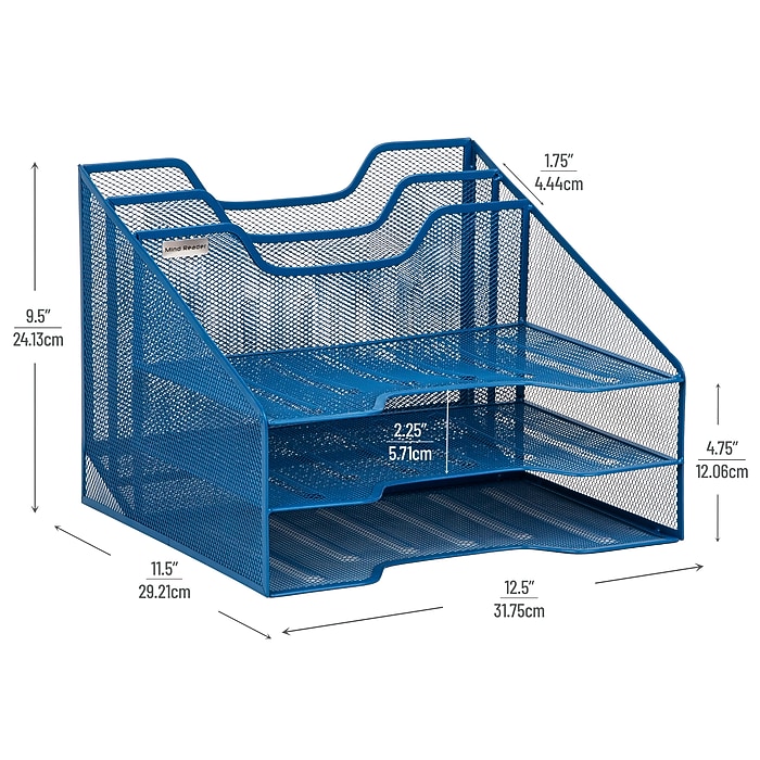 Mind Reader 5-Compartment Metal Mesh File Organizer, Turquoise
