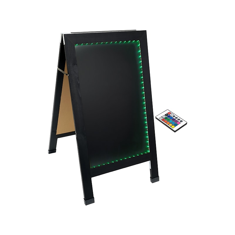 Excello Global Products Indoor/Outdoor Sidewalk LED Chalkboard Sign, 18" x 29", Black (CKB-0013-LED) image 1
