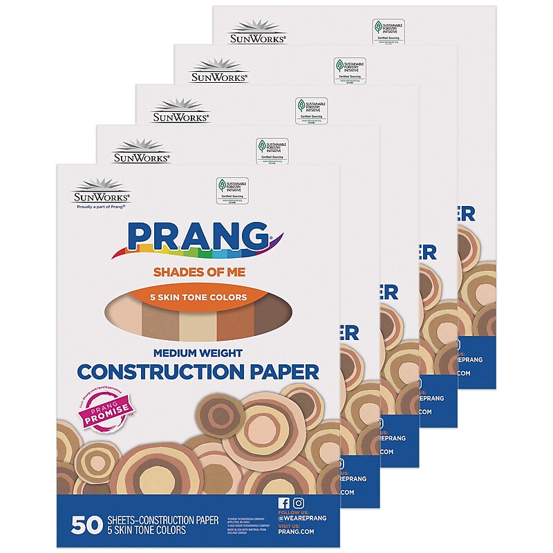 Prang Multicultural, 9" x 12" Construction Paper, Assorted Colors, 50 Sheets/Pack, 5 Packs/Bundle (PAC9509-5) image 1