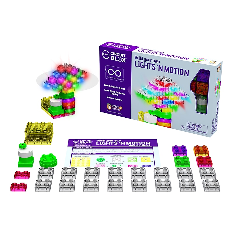 E-Blox Circuit Blox Single Student Set, Lights 'N Motion Geared Motor, 25 Pieces/Set (EBLCB1375SS) image 1