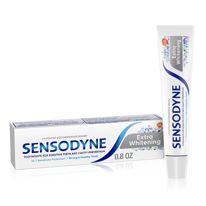 Sensodyne Extra Whitening Sensitive Toothpaste, 0.8 oz (310158084099) image 1
