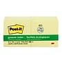 Post-it Greener Recycled Notes, 3" x 3", Canary Collection, 100 Sheet/Pad, 12 Pads/Pack (654-RP-YW)~#|#~AFE939DE-FE4A-4E70-BA7FFD5E79409EB9_sc7