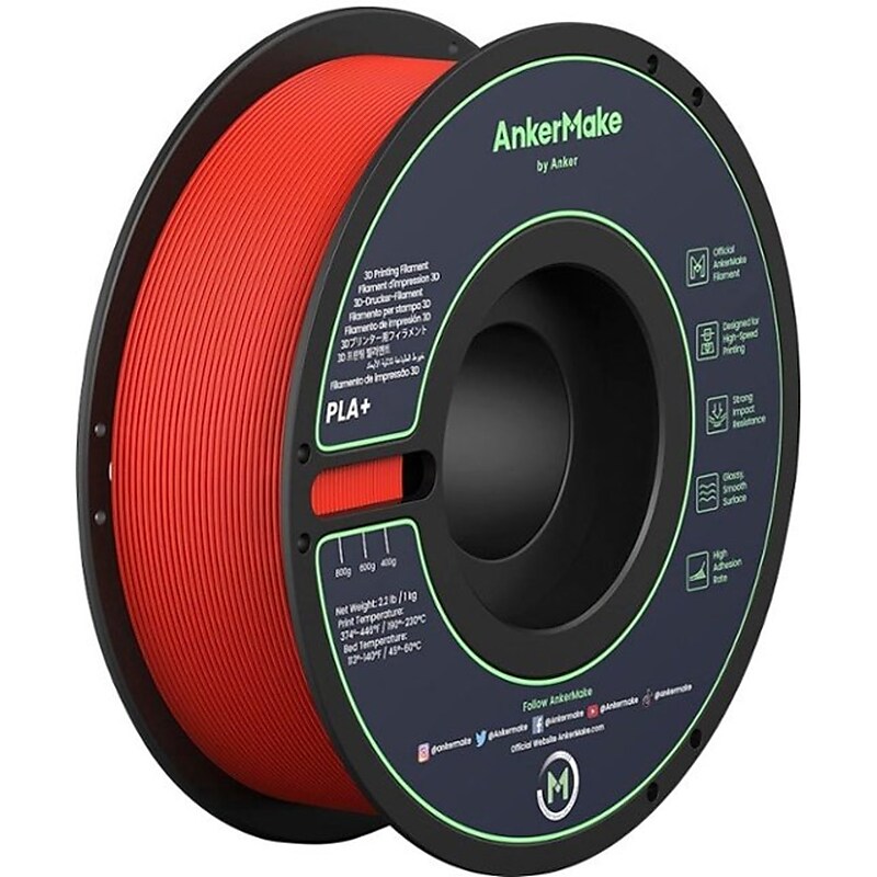 Anker PLA+ 1.75mm PLA Filament Spool for Ankermake M5, Red, 2/Pack (V6110191) image 1