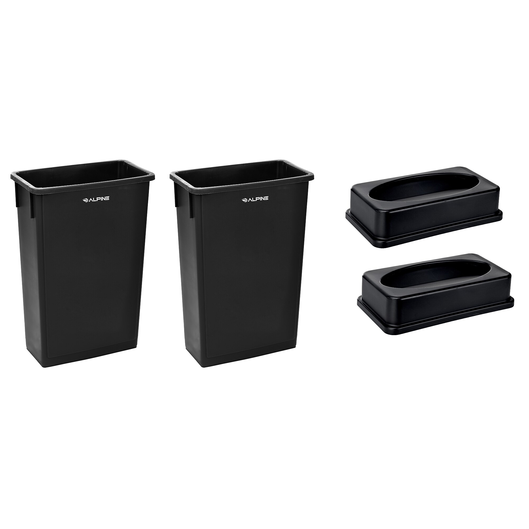Alpine Industries Plastic Trash Can with Lid, 23 gallon, Black, 2/Pack (477-BLK-PKG1-2) Sansujyuku sansujyuku.com