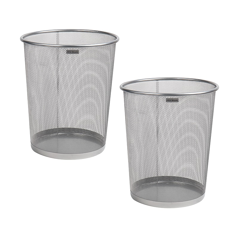 Mind Reader Metal Mesh Trash Can Without Lid, 4.4 Gallon, Silver, 2/Pack (2CIRGA-SIL) image 1