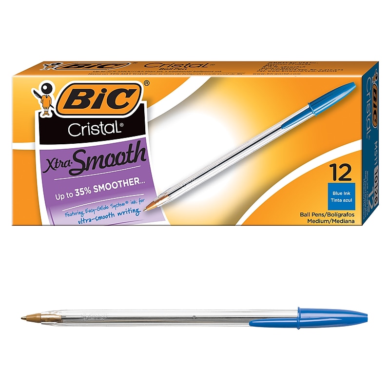 BIC Cristal Ballpoint Pens, Medium Point, Blue Ink, Dozen (10126/MS11BL) image 1