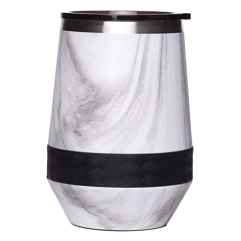 Elemental Recess Series Stainless Steel Triple Wall Insulated Stemless Wine Tumbler, 10 oz., White Marble (EWT10MB6) image 1