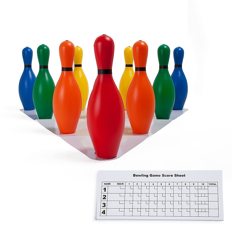 Champion Sports Plastic Bowling Pin Set, Assorted Colors, 10/Set (CHSBP10CLR) image 1