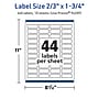 Avery TrueBlock Laser/Inkjet Rectangle Multipurpose Labels, 2/3" x 1-3/4", White, 440/Pack (94209)~#|#~B01B2D44-53A4-4DE2-BDC6FE14C5FA682F_sc7