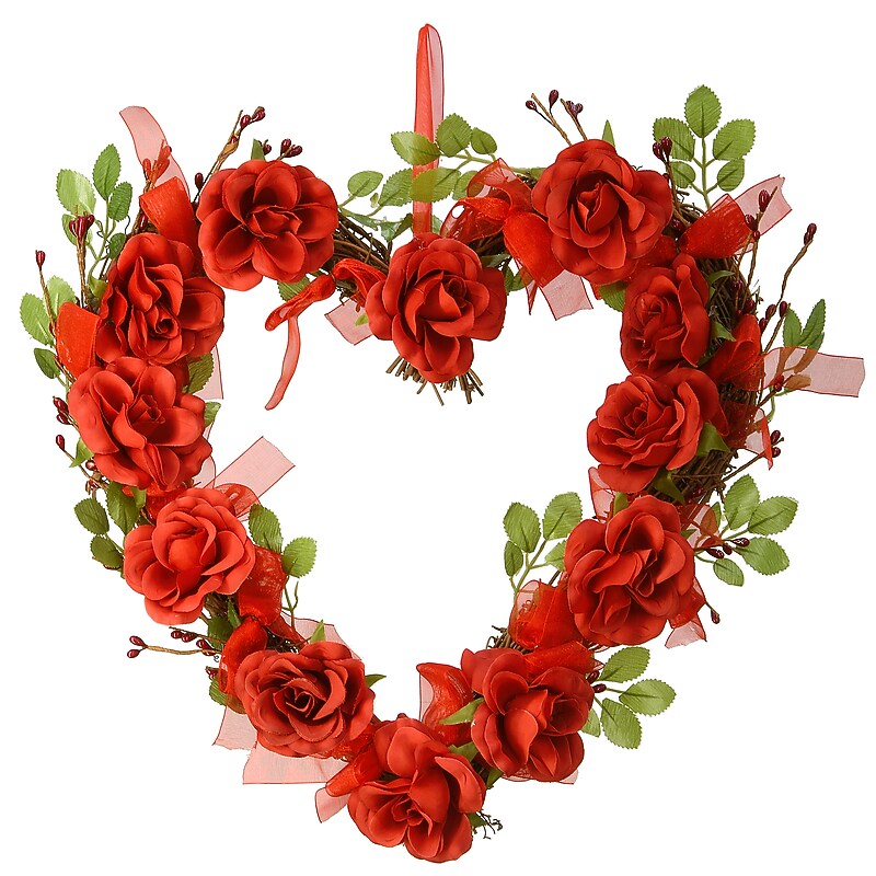 National Tree Company 16" Rose Valentine Heart Wreath (RAV-15531AX16) image 1