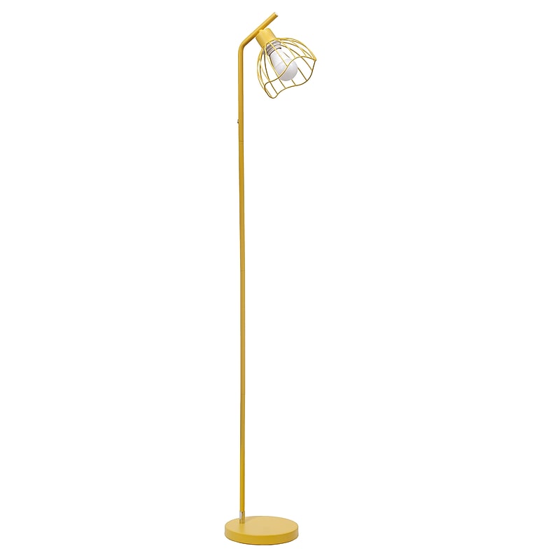 Simple Designs Sleek Essentials 54.5" Metal Floor Lamp with Wire Cage Shade, Yellow (LF1050-YLW) image 1
