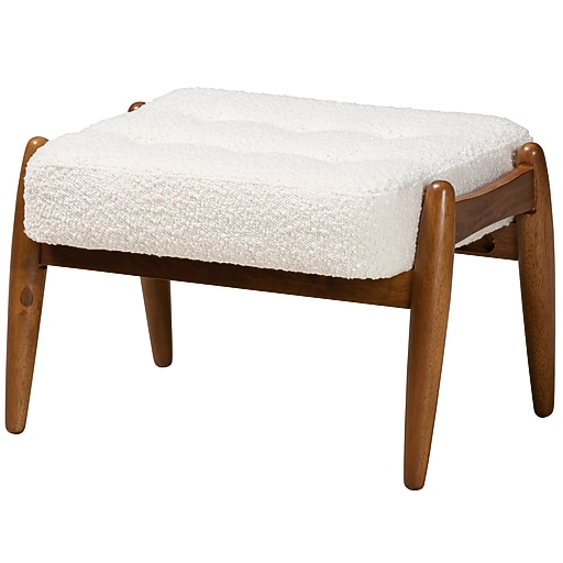 Baxton Studio Jeanine Footrest, White/Walnut Brown (228-12965-HiT