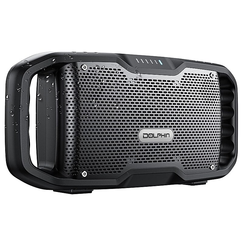 Dolphin Audio SOUNDBYTE 100 Wireless Bluetooth Portable Speaker with Dual 3-In. Woofers & Power Bank, Waterproof, Black (S100) image 1