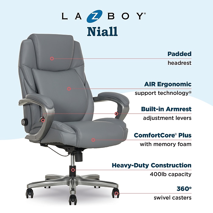 La-Z-Boy Niall AIR Lumbar Pro+ Ergonomic Vegan Leather Executive