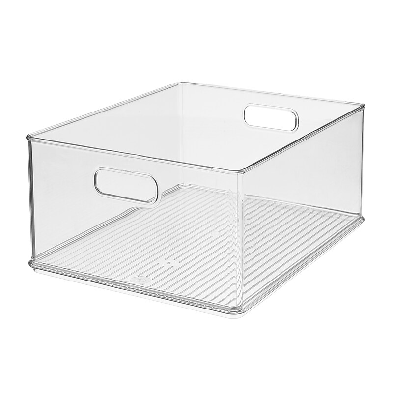 iDESIGN Medium Stackable Plastic Storage Bin with Handles, Clear (40254) image 1