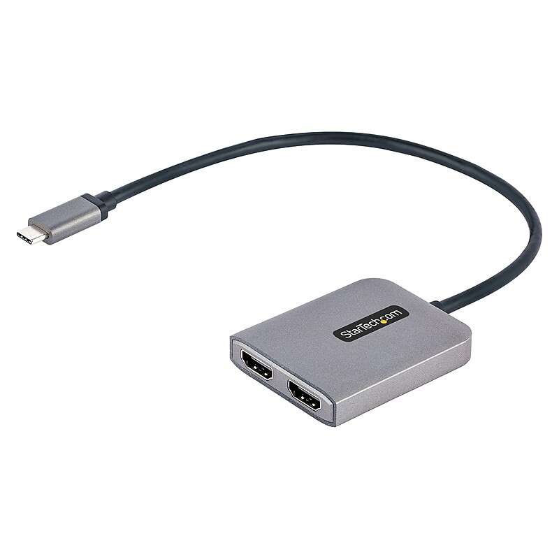 StarTech USB-C to Dual HDMI Video Adapter, Male to Female, 1ft Host Cable, DP 1.4, HBR3, MST, 4K 60Hz (MST14CD122HD) image 1