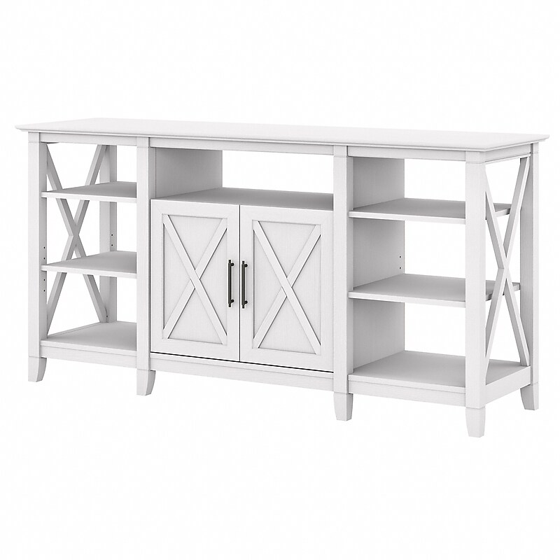 Bush Furniture Key West Manufactured Wood Console TV Stand, Screens up to 65", Pure White Oak (KWV160WT-03) image 1