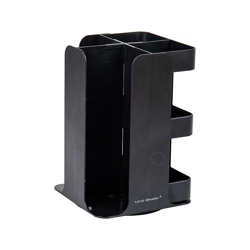 Mind Reader Plastic 8-Compartment Cup and Condiment Carousel Countertop Organizer, Black (CUPOSPIN-BLK) image 1
