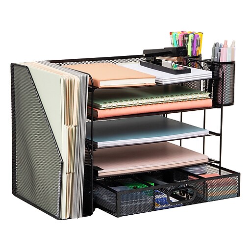 Mind Reader 3-Tier Metal Desk Organizer, Black (MAG5C-BLK) | Staples