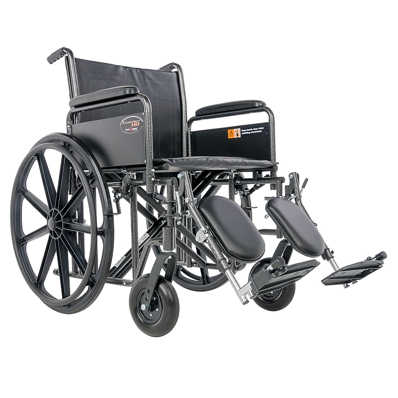 Everest & Jennings Traveler HD Bariatric Heavy-Duty Manual Wheelchair, 20" Seat Width, Removable Full Arm, Black (3G010350) image 1