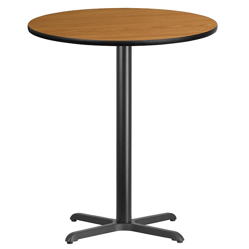 Flash Furniture 36'' Round Laminate Table Top with 30''x 30'' Bar-Height Table Base, Natural (XURD36NTT3030B) image 1
