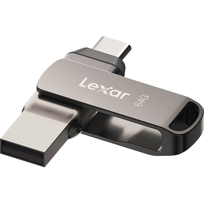 Lexar JumpDrive D400 Dual 64GB USB 3.1 Flash Drive, Titanium Lexar JumpDrive D400 Dual 64GB USB 3.1 Flash Drive, Titanium