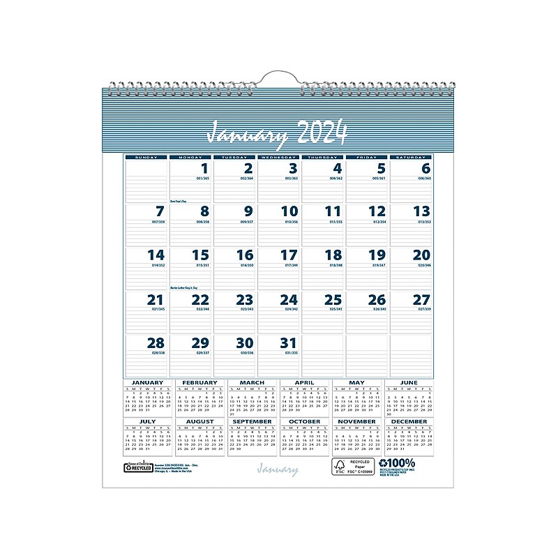 2024 House of Doolittle Bar Harbor 6" x 7" Monthly Wall Calendar, Wedgwood Blue/Gray (330-24) image 1