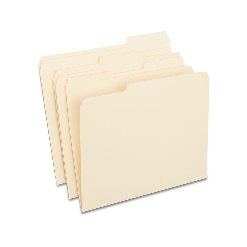 Staples 100% Recycled File Folders, 1/3-Cut Tab, Letter Size, 100/Box (ST246850/246850) image 1
