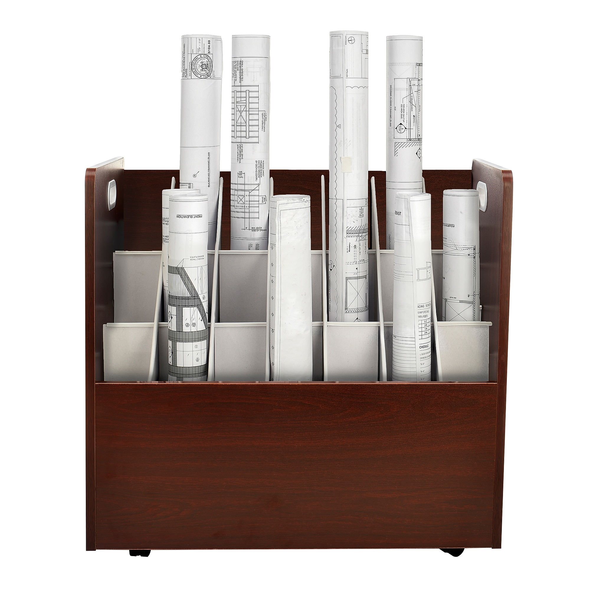 AdirOffice 21-Slot Mobile Roll File, 28.5″H x 30″W x 15.75″D, Mahogany (625-MA-KIT1) Sansujyuku sansujyuku.com