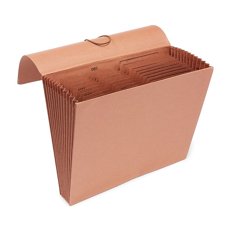 Staples Kraft Expanding File with Flap-Elastic Cord, Jan-Dec Index, Letter Size, Brown (68025S) image 1
