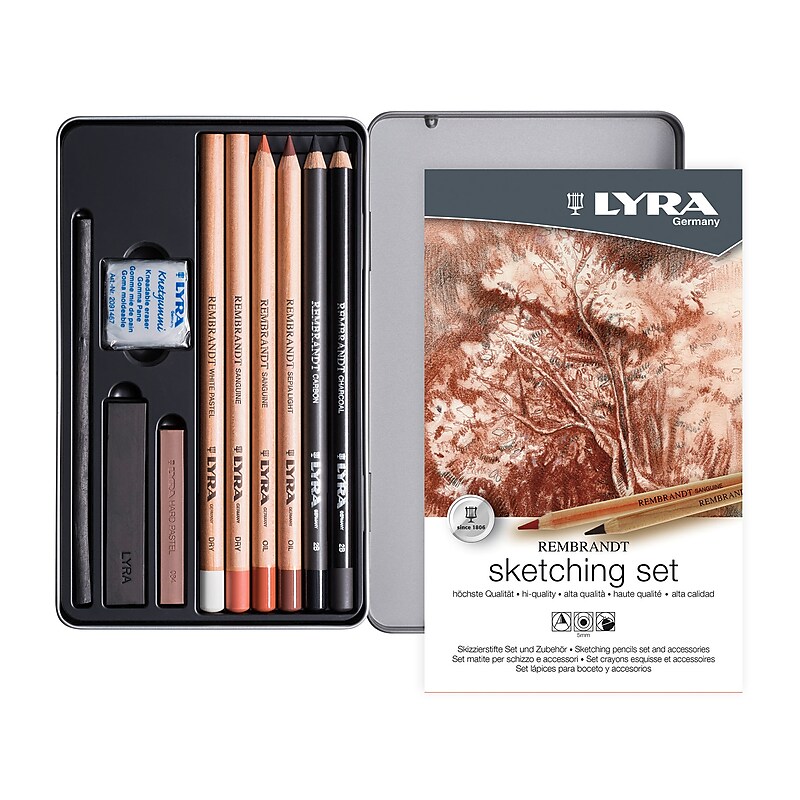 Lyra Rembrandt Sketching Pencil Set Tin, Assorted Colors, 10/Pack (LYXL2051110) image 1
