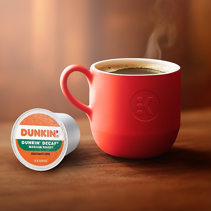 Dunkin Decaf Coffee Keurig K Cup Pods Medium Roast 44 Box 373149 Staples