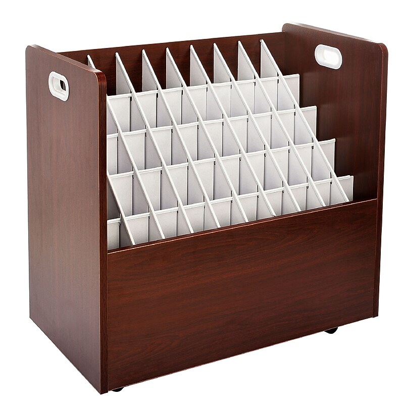 AdirOffice 50-Slot Mobile Roll File, 28.5"H x 30"W x 15.75"D, Mahogany (626-MA-KIT1) image 1