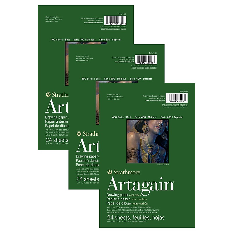 Strathmore 400 Series 6" x 9" Artagain Pastel & Drawing Paper Pad, 24 Sheets/Pad, 3 Pads/Bundle (STTP4451061-3) image 1