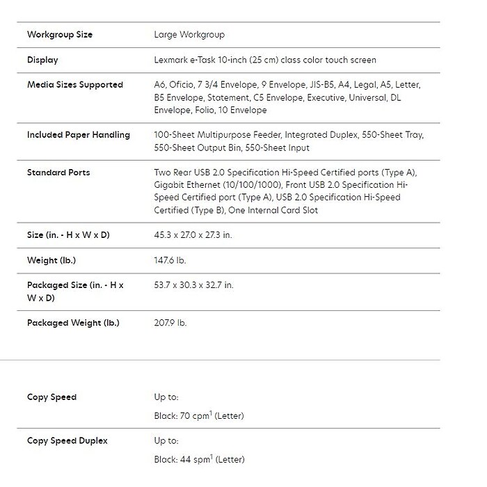 Lexmark MX826ade USB & Network Ready Black & White Laser All