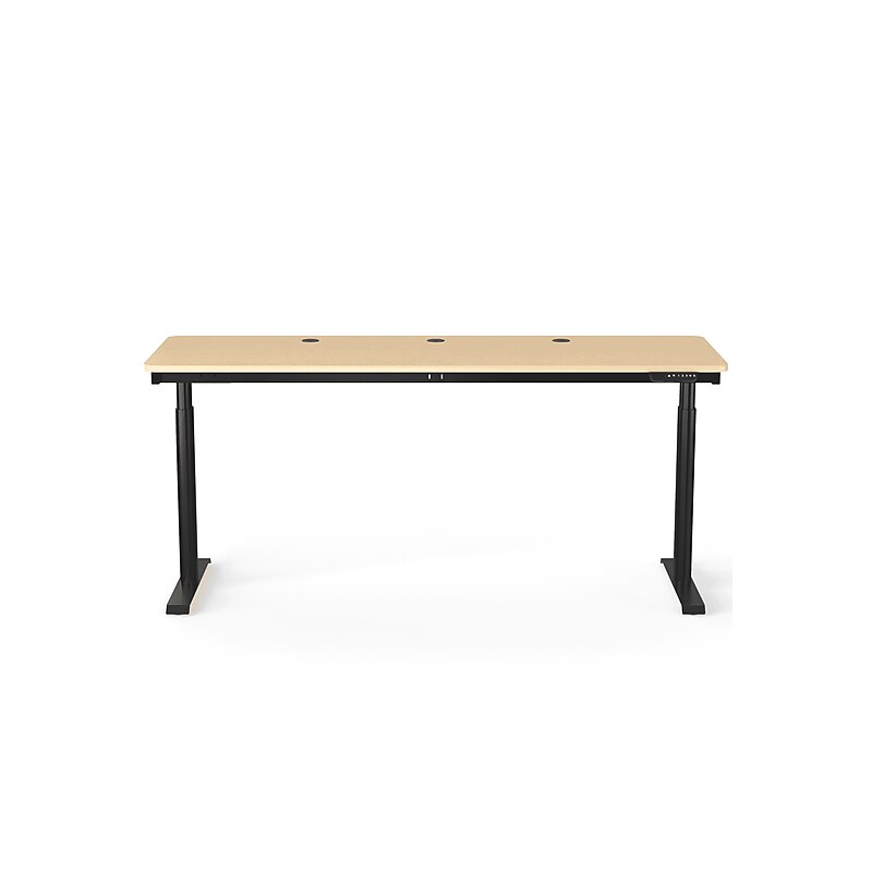 VersaDesk PowerLift 72"W Electric Rectangular Adjustable Standing Desk, Maple/Black (PLSDR7224-BM-APP ) image 1