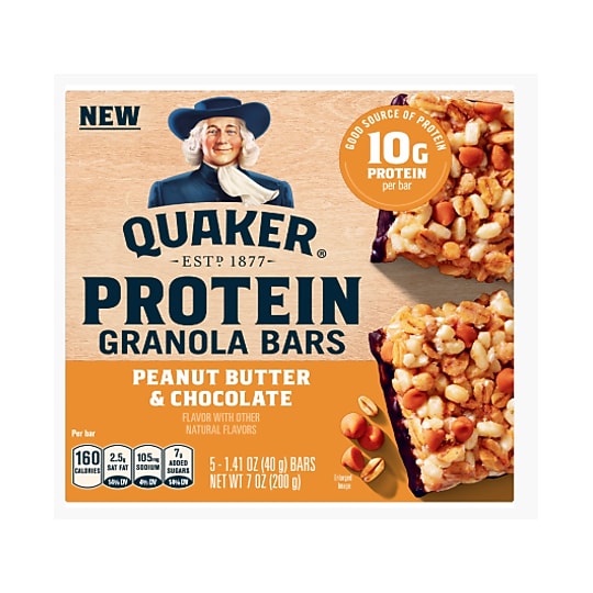 Quaker Protein Chocolate Peanut Butter Granola Bar, 7 oz., 5 Bars/Box (QUA57832)~#|#~B094DE15-A8FA-46E6-B299BBD10D52120A_sc7