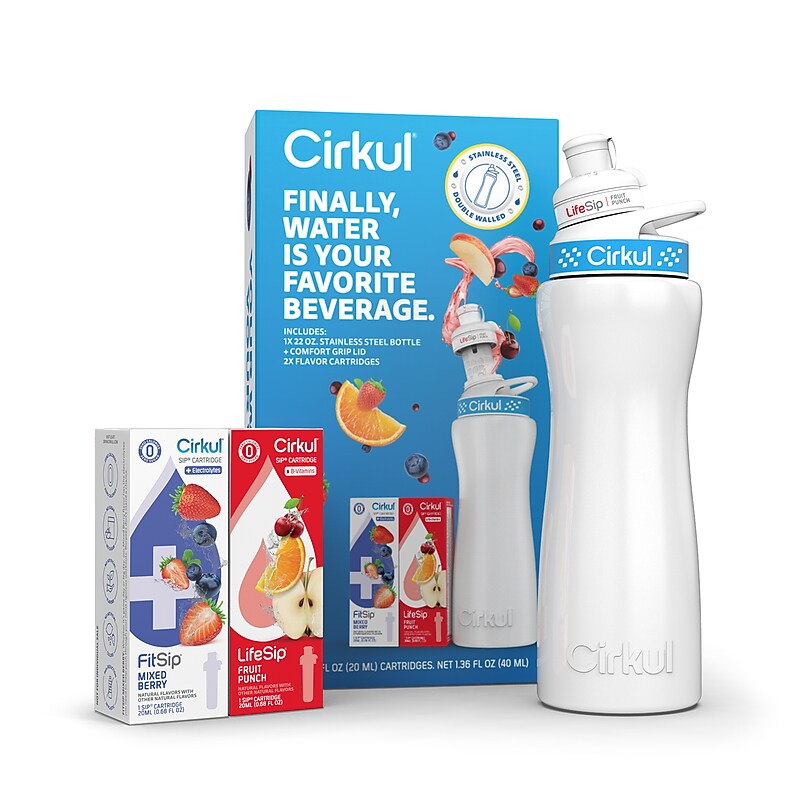 Cirkul Stainless Steel Flavor Water Bottle Kit, 22 oz. (850021373382) image 1