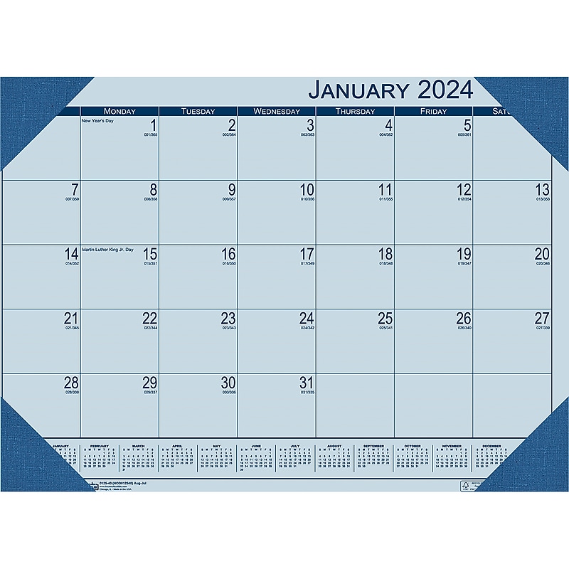 2024 House of Doolittle Ecotones 22" x 17" Monthly Desk Pad Calendar, Blue (124-40-24) image 1