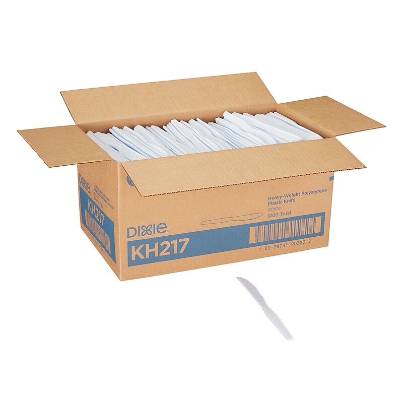 Dixie Plastic Knife, Heavy-Weight, White, 1000/Carton (KH217) image 1