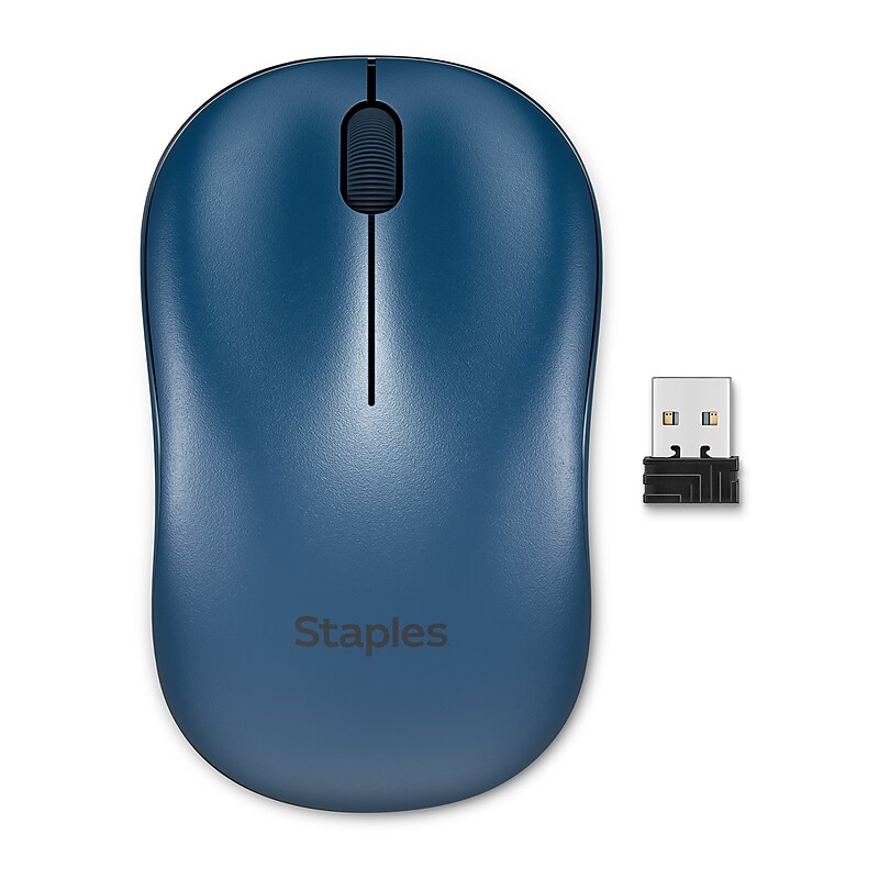 Staples TECH Wireless Ambidextrous Optical USB Mouse, Navy (ST63067) image 1