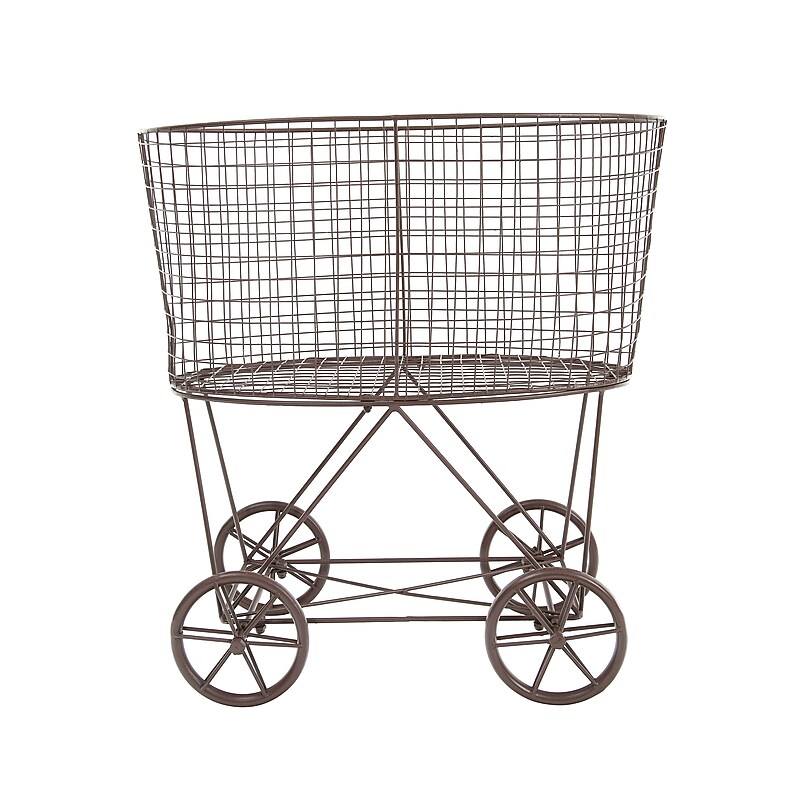 Storied Home 1-Section Rolling Laundry Basket, Metal, Bronze (EC0219) image 1