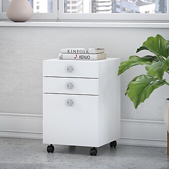 Office by kathy ireland® Echo 3 Drawer Mobile File Cabinet, Pure White/Pure White (KI60101-03)
