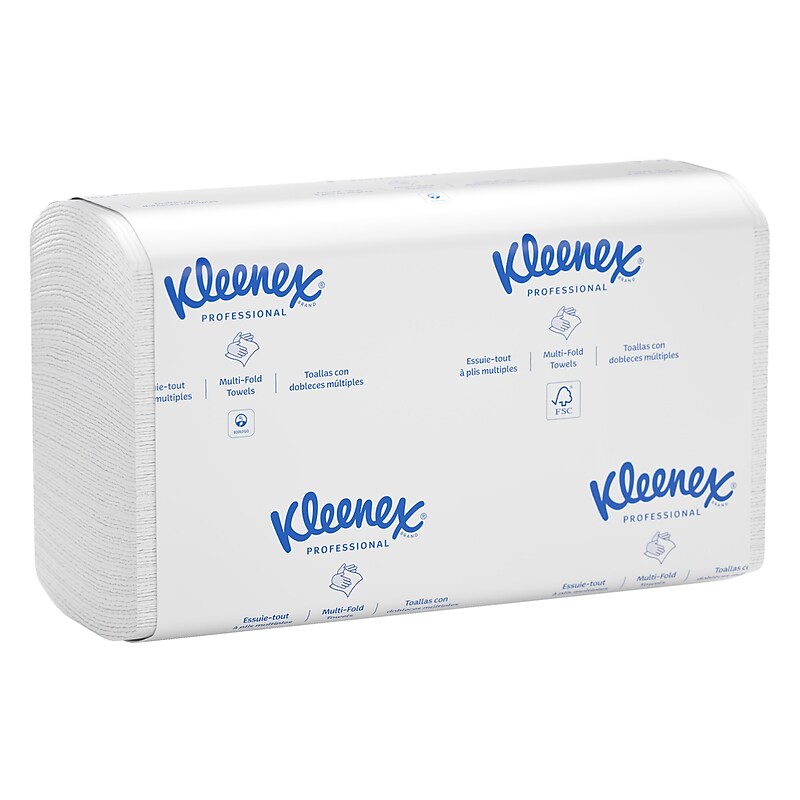 Kleenex Premiere Recycled Multifold Paper Towels, 1-ply, 120 Sheets/Pack, 25 Packs/Carton (13253) image 1