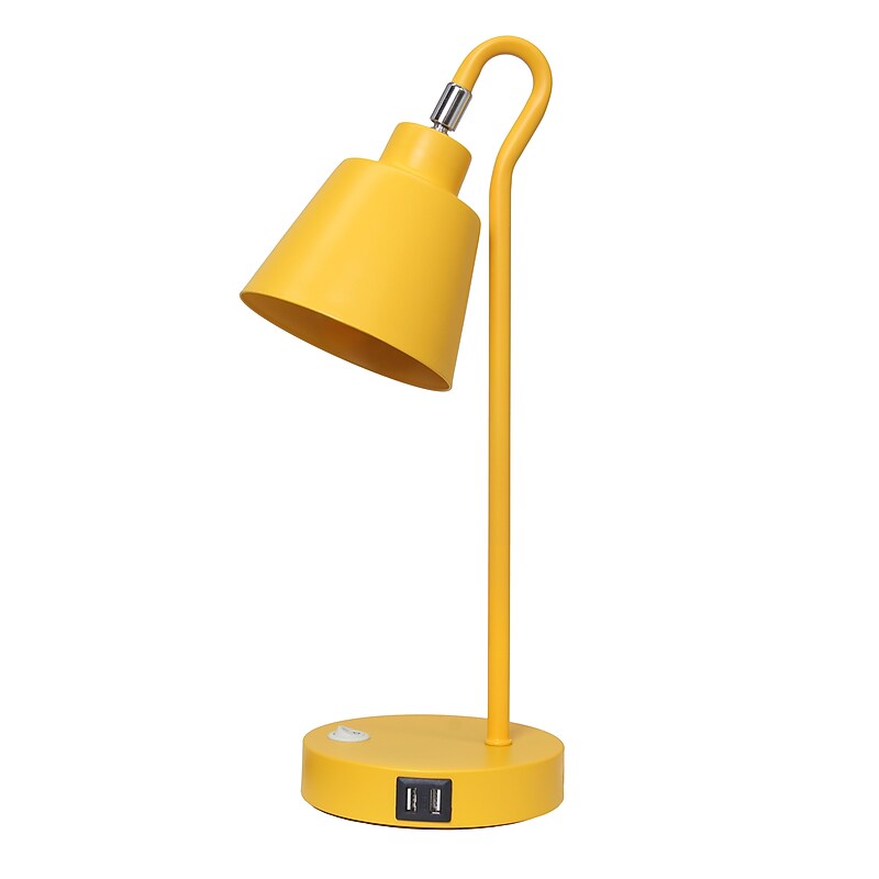 Simple Designs Sleek Essentials LED Desk Lamp, 16", with USB Ports, Yellow (LD1073-YLW) image 1